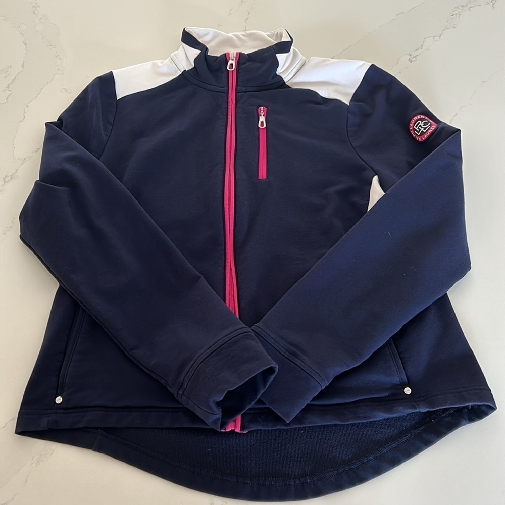 Lauren Ralph Lauren LRL Active Petite Zip Up Athletic Golf Navy Blue Size Small
